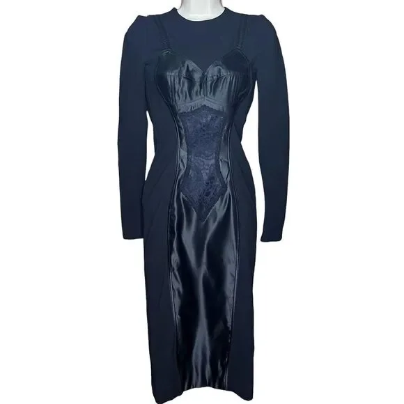 Dolce & Gabbana Black Midi Sheath Dress Made in Italy NWOT Size 36/0 - Picture 10 of 12